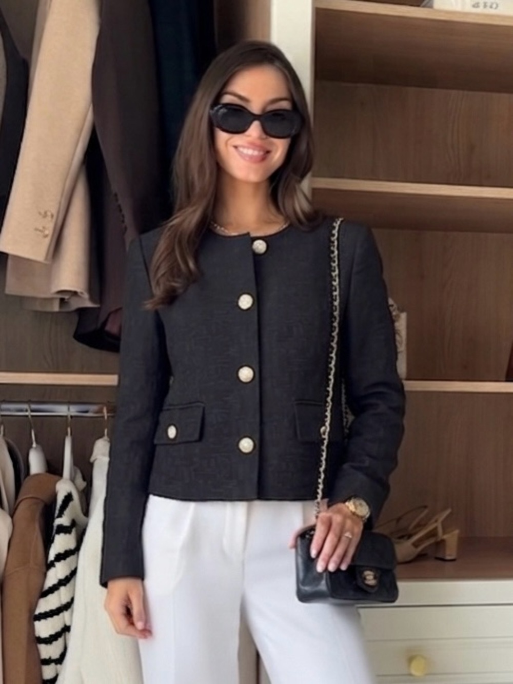 Zara NEW Black Textured  Lady Jacket Size Small Office Siren Staple Professional